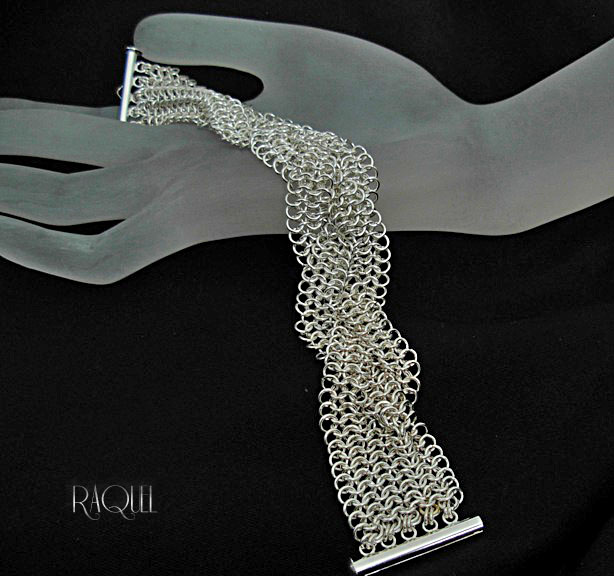 Braided Argentium sterling silver mesh bracelet